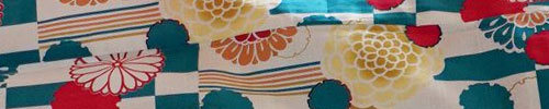 市松模様と菊のコラボが印象的なレトロ浴衣の柄詳細