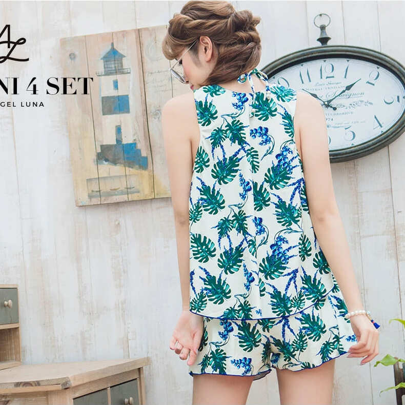 柄付きデザインタンクトップビキニ(タンキニ)