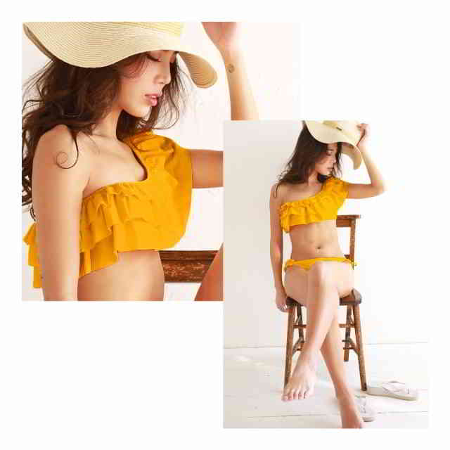 フリルたっぷりのセクシーワンショルダービキニ