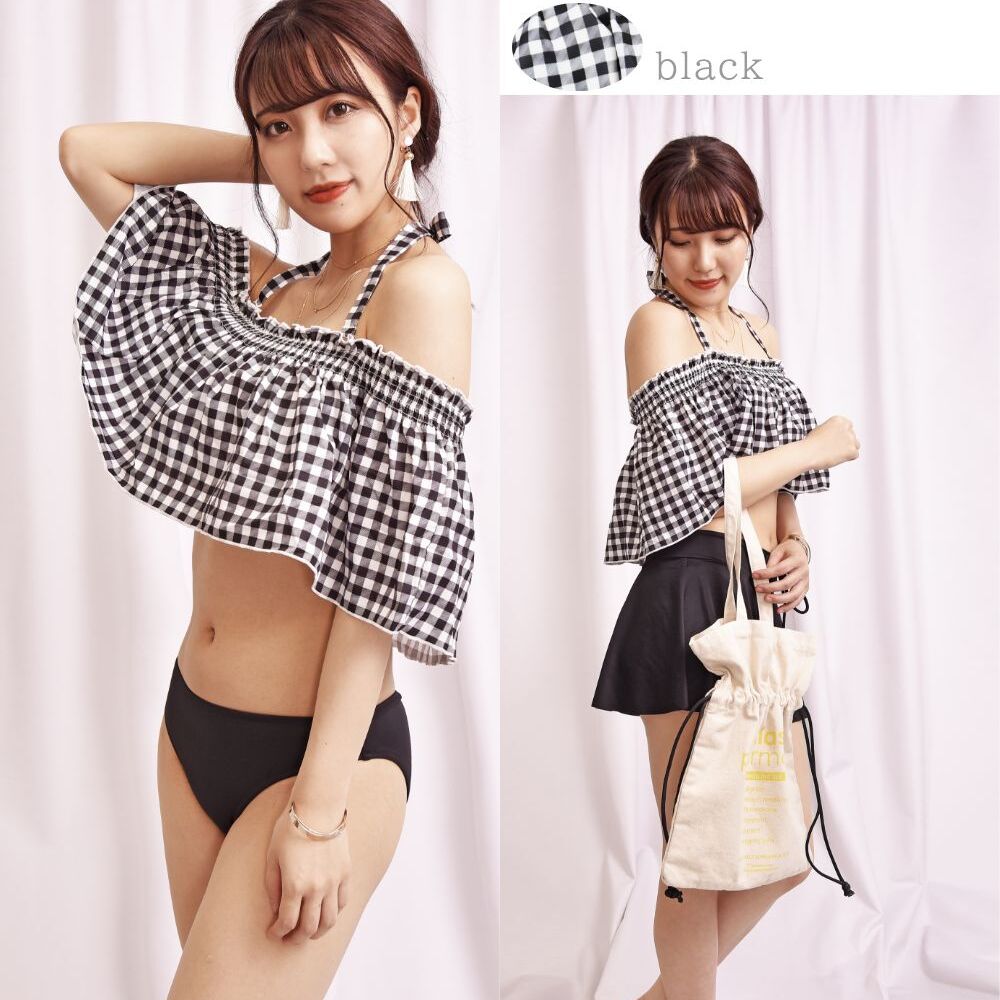 ボリュームオフショルダー水着