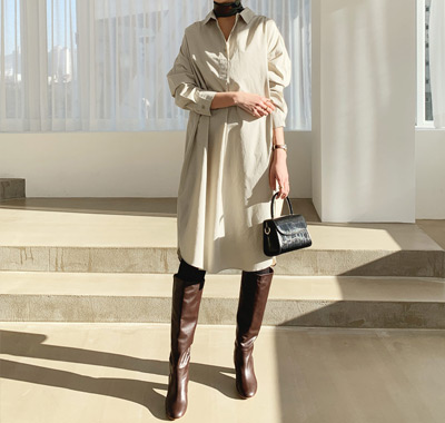 骨格ナチュラルタイプにオススメしたいDHOLICのワンピース「プルオーバーシャツワンピース」